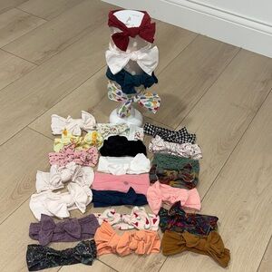 BABY BLING BOWS LOT 25 Colorful Bow Headband Set with Stand